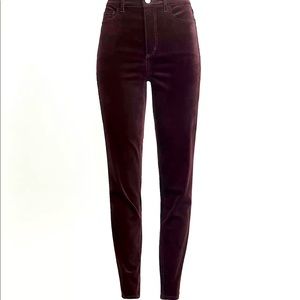 Loft Plum Raisin Velvet high waisted skinny pant